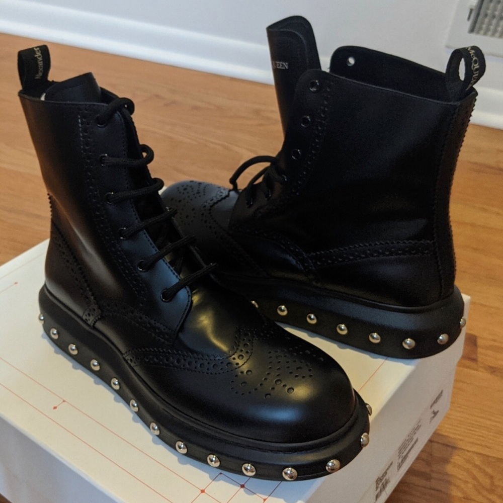 Alexander McQueen Studded Leather Combat Boots